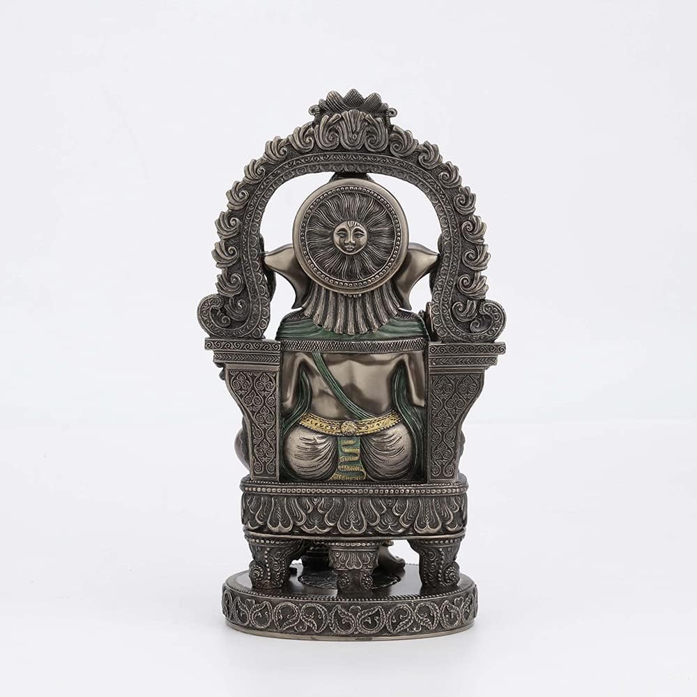 Veronese Design 10 1/4 Inch Tall Lord Ganesha Sitting On Throne with Temple Arch Hindu Elephant God Fortune Cold Cast Bronzed Resin Statue Religious Home Decor Spiritual Collectibles