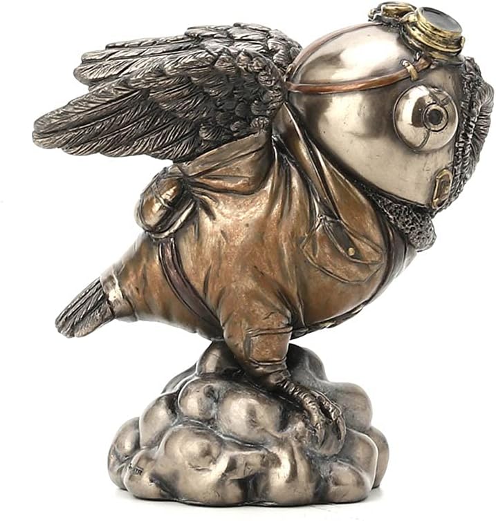 Veronese Design 4 1/8" Flying Ace Aviator Owl Steampunk Cold Cast Bronzed Resin Statue Animal Figurine Military Collectible