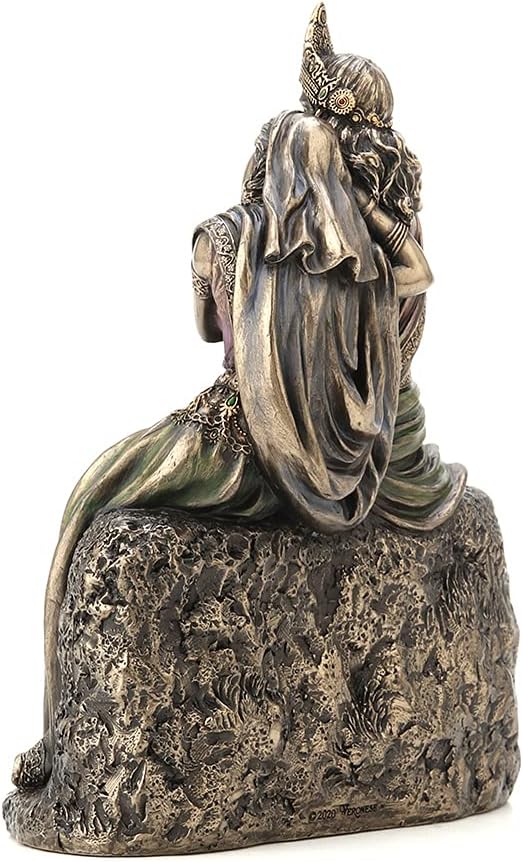 Veronese Design 6 3/4" Tall Radha Leaning On Krisna Cold Cast Bronzed Resin Sculpture Hindu God Figurine