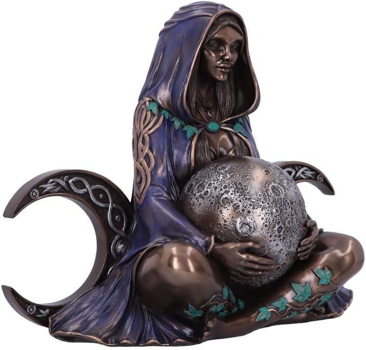 riple Moon Goddess Figurine, Bronze, 36cm, Beautifully Sculpted Design, Triple Moon Goddess Ornament