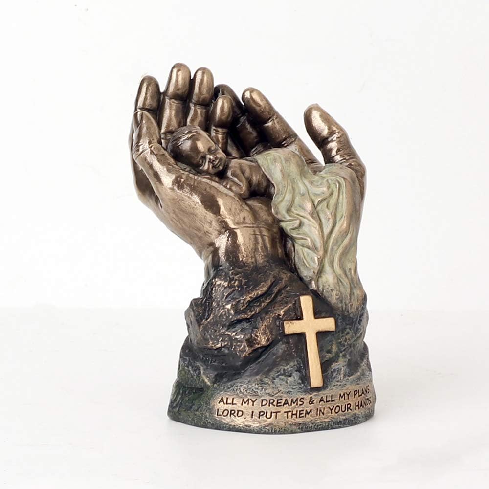 Veronese Design 4 1/2" Tall Cold Cast Resin Antique Bronze Finish Resting Baby in Lord's Hands Statue Figurine