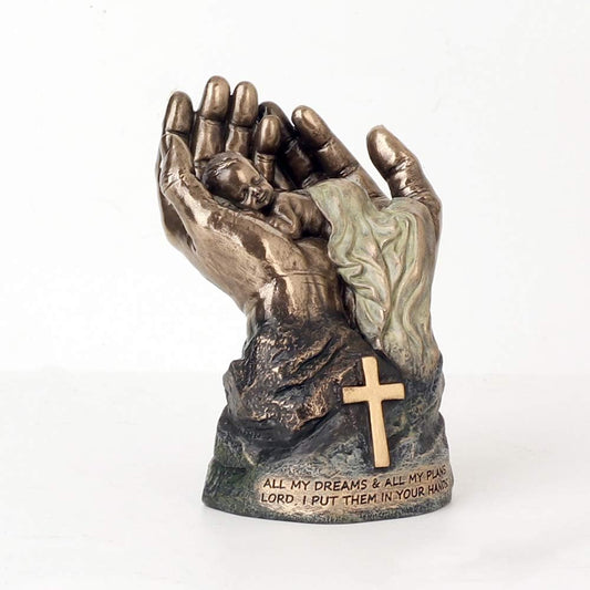 Veronese Design 4 1/2" Tall Cold Cast Resin Antique Bronze Finish Resting Baby in Lord's Hands Statue Figurine