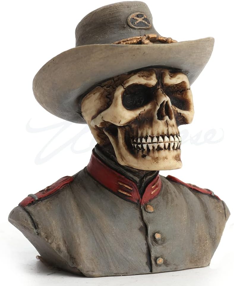 Veronese Design 2 1/2 Inch Civil War Confederate Army Skeleton Half Bust Resin Statue