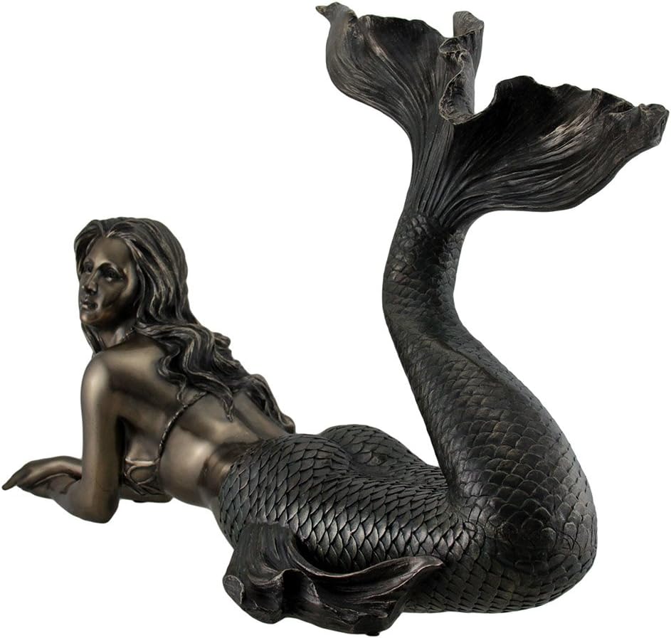 Veronese Large Bronze Finish Mermaid Statue 25 Inches Long