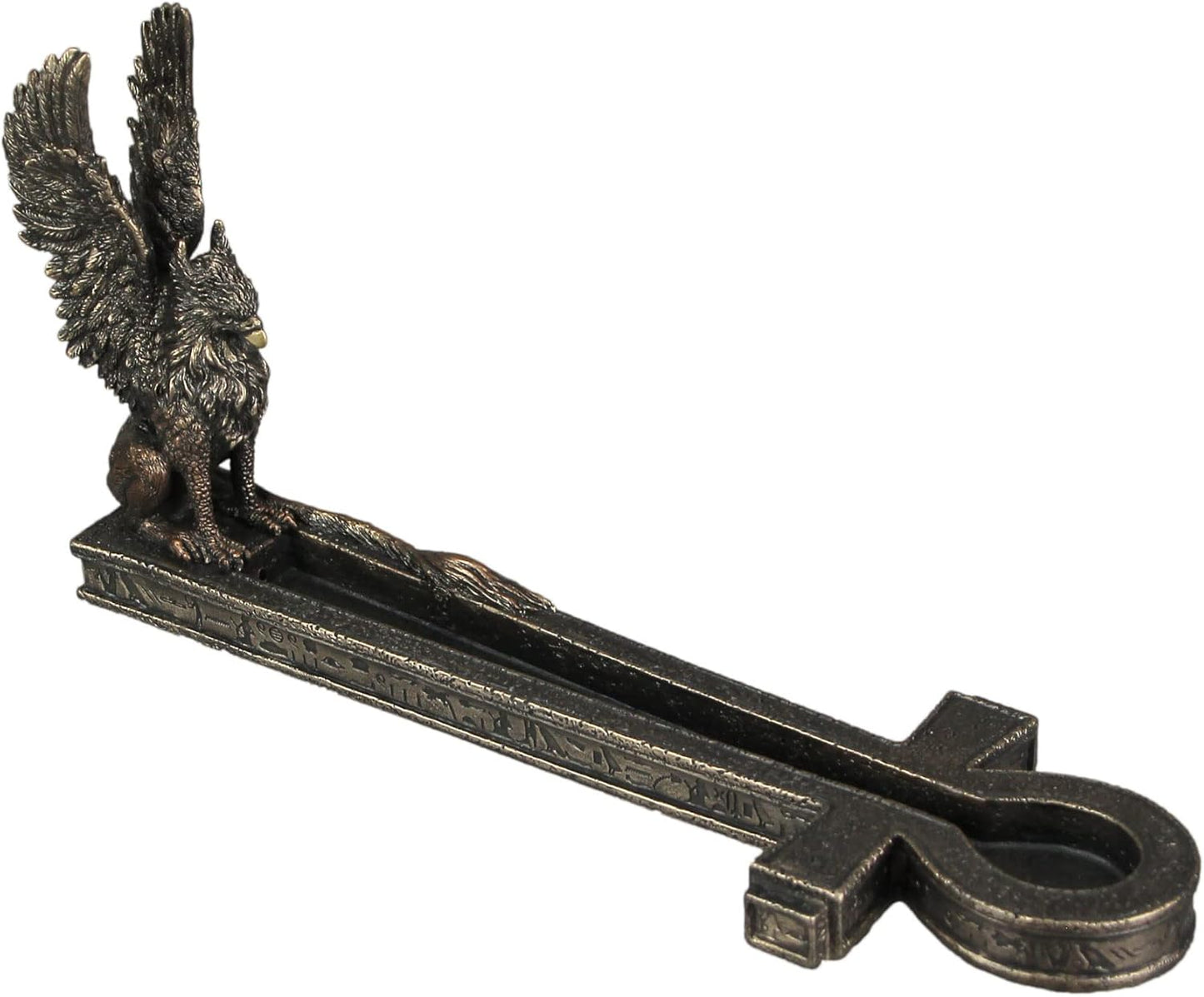 Veronese Design Protector of Life Egyptian Ankh and Griffin Bronze Finished Stick Incense Holder