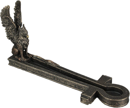 Veronese Design Protector of Life Egyptian Ankh and Griffin Bronze Finished Stick Incense Holder