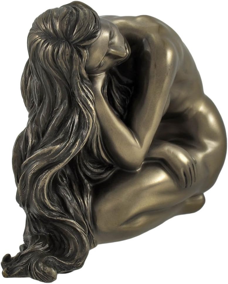 Bronzed Nude Female Posed Kneeling