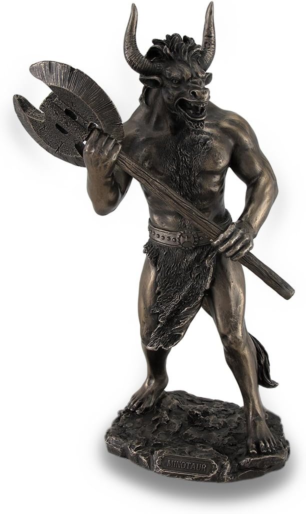 Veronese Design Bronze Finished Minotaur with Labrys Statue Greek Mythology