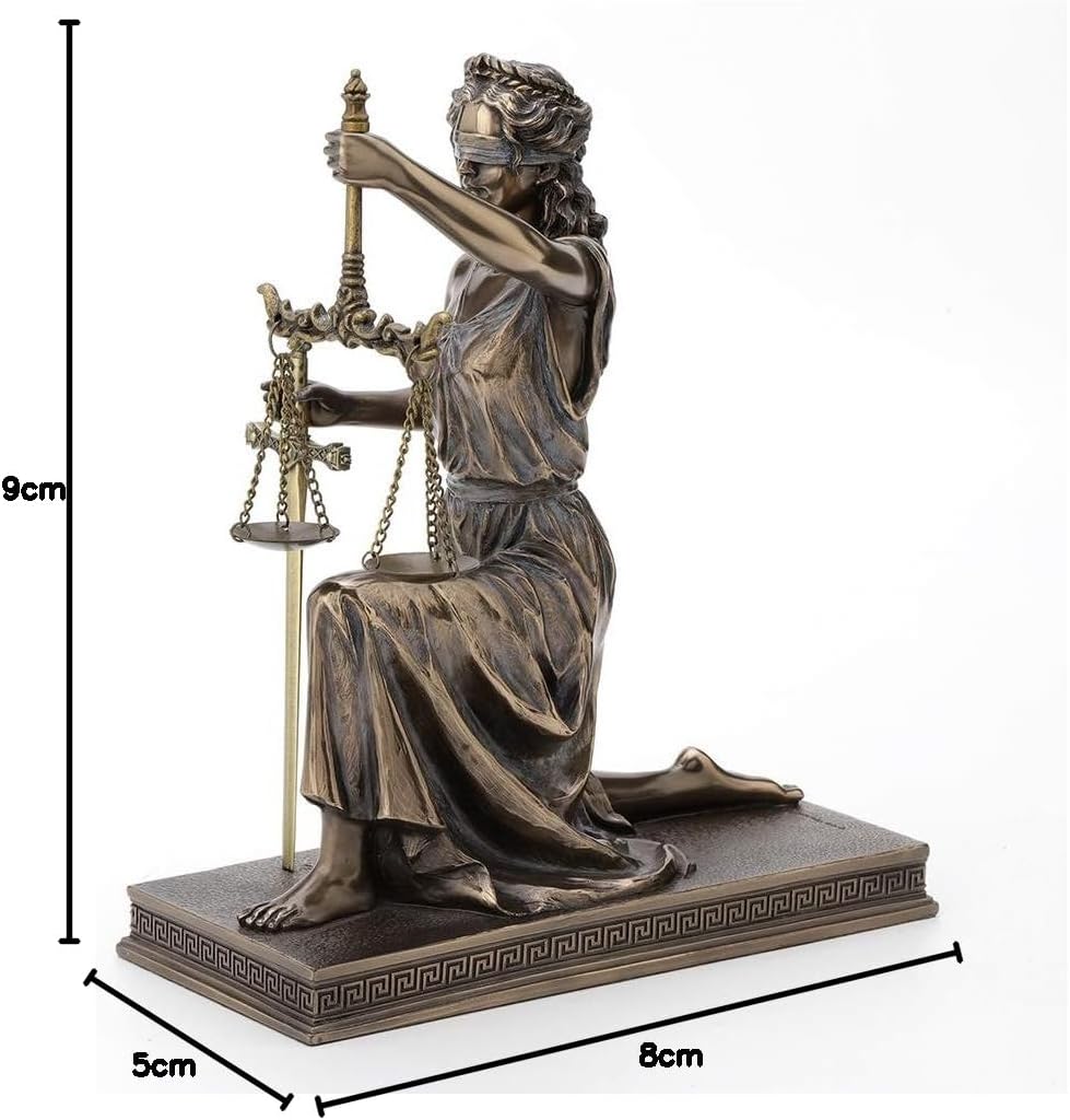 Veronese Design Bronze Finish Lady Justice Kneeling Holding Balance Scales and Sword Statue