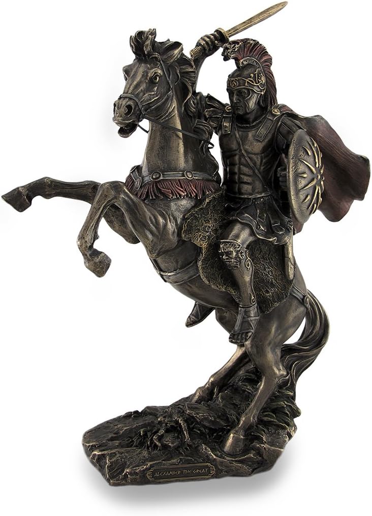 Alexander the Great Riding Bucephalus Bronzed Sculptural Statue