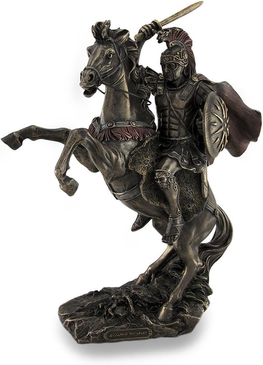 Alexander the Great Riding Bucephalus Bronzed Sculptural Statue