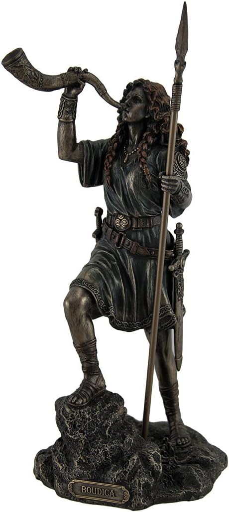 Veronese Design Boudica Warrior Queen of Iceni Holding Spear Blowing Celtic Horn Statue