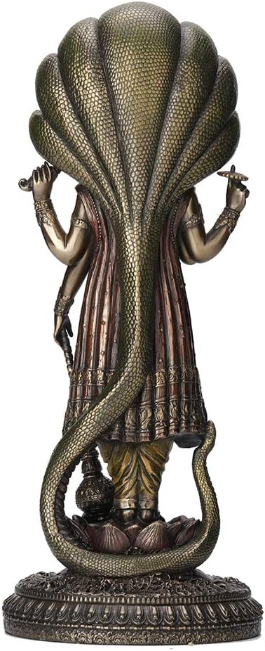 Veronese Design 12.5 Inch Hindu God Shesha Vishnu Antique Bronze Finish Hand Painted Figurine Statue