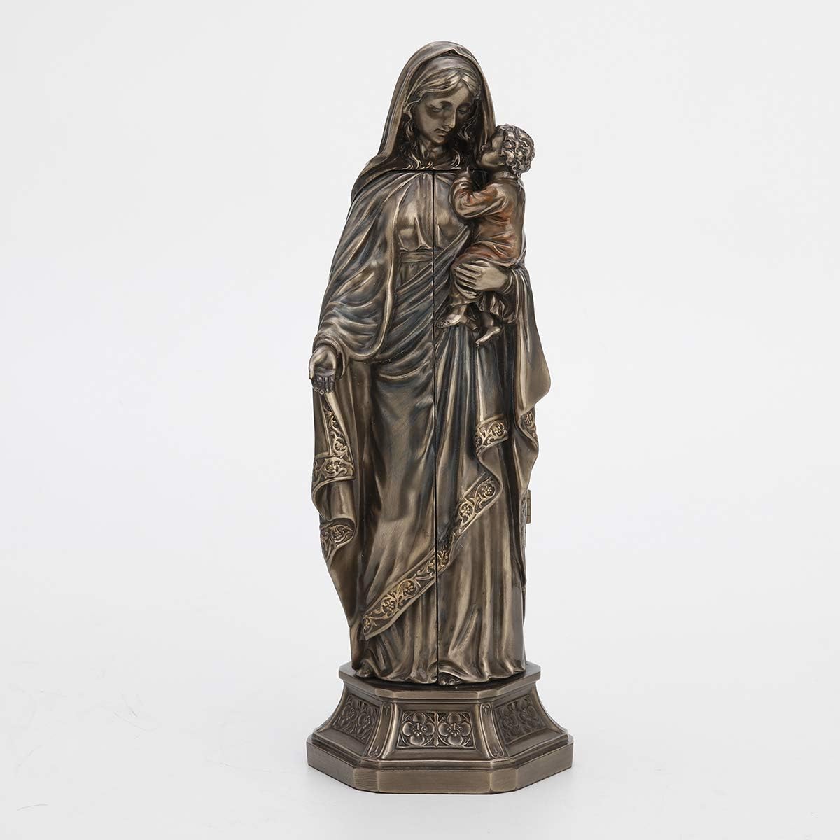 Veronese Design 11 3/8 Inch Lady of Grace Virgin Mary Polyptych Sculpture of Nativity Cold Cast Resin Bronze Finish Statue Home Decor
