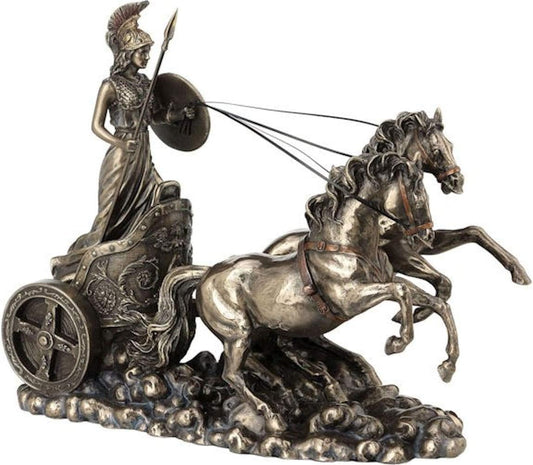 XoticBrands Athena Riding Chariot with Spear and Shield Sculpture