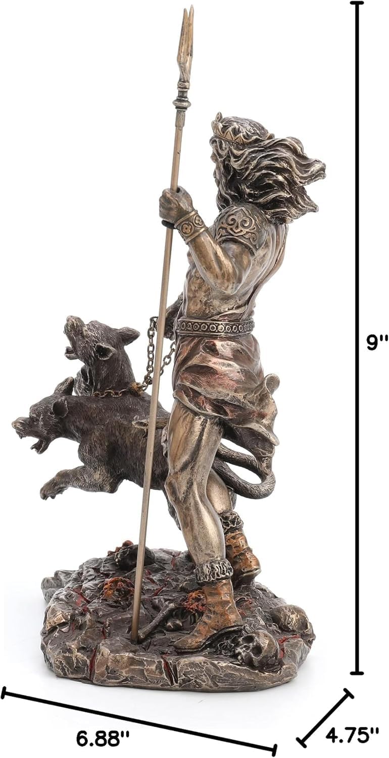 Veronese Design 9" Tall Hades Greek God of The Underworld with Cerberus Resin Statue Bronze Finish