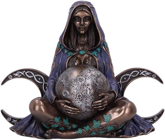 riple Moon Goddess Figurine, Bronze, 36cm, Beautifully Sculpted Design, Triple Moon Goddess Ornament