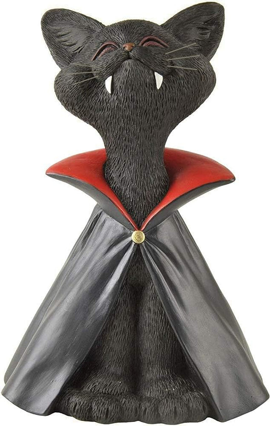 JFSM INC. Whimsical Black Cat Vampire Dracula Figurine Cute Collectible - Happy Cat Collection - Halloween Decoration, Cat Lover Gifts for Women, Cute Cat Gifts