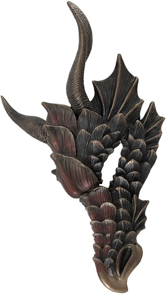 Zeckos Metallic Bronze Finish Dragon Head Wall Mask Medieval Decor