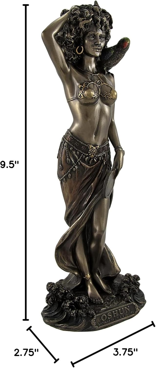 VERONESE DESIGN 9.5 Inch Tall Oshun The Orisha of Love, Marriage, and Fertility Cold Cast Resin Antique Bronze Finish