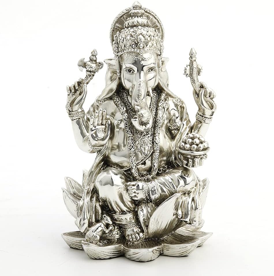 Veronese Design 3 1/8 Tall Ganesha Hindu God Good Fortune Statue Home Decor Resin Hand Made Electroplated Figurine