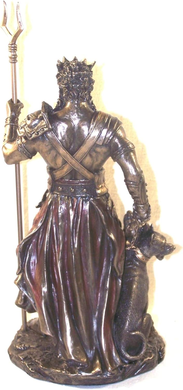 Veronese Design 10.6" Hades Greek God of The Underworld with Cerebrus Hell Hound Statue Cold Cast Resin Antique Bronze Finish