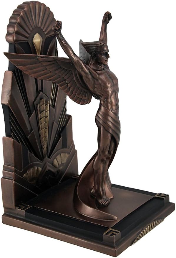 The Winged Man Metallic Copper Finish Art Deco Single Bookend Statue