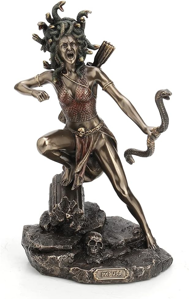 Veronese Design 8 1/2 Inch Tall Bipedal Huntress Medusa Archary Stance Bow and Arrow Greek Gods Statue Home Decor Collectibles