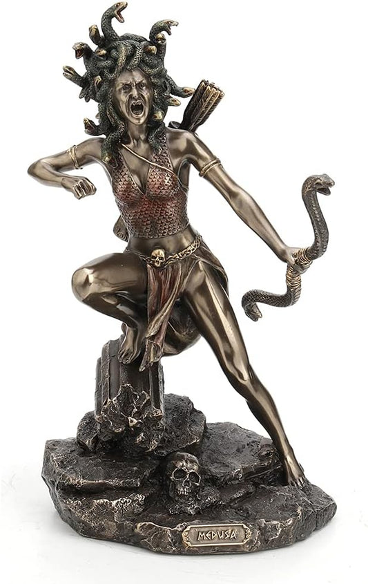 Veronese Design 8 1/2 Inch Tall Bipedal Huntress Medusa Archary Stance Bow and Arrow Greek Gods Statue Home Decor Collectibles