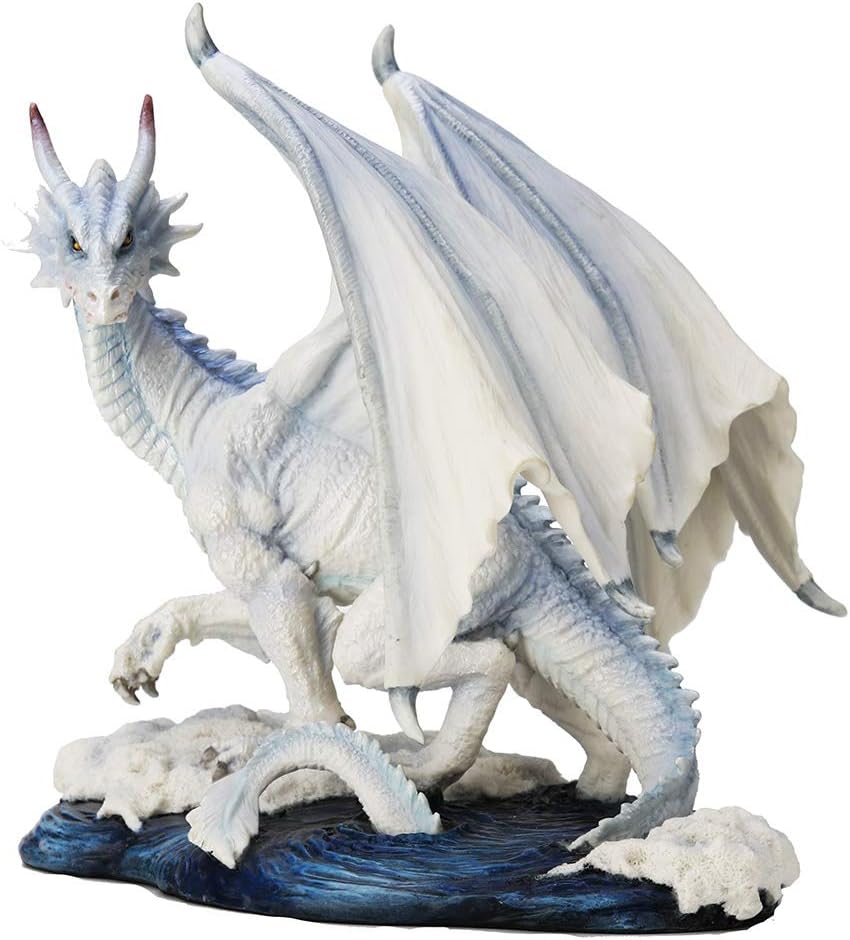 Veronese Design 7.5 Inch Glacial White Dragon Mythical Monster Polyresin Hand Painted Drake Figurine Statue
