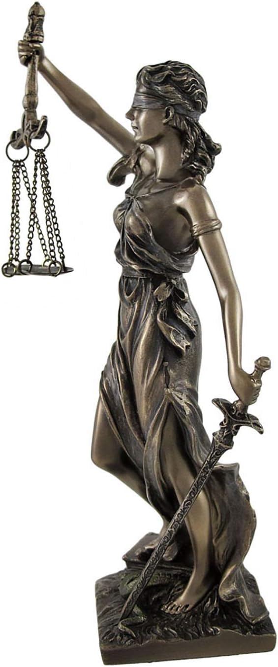 Veronese Design Bronze Finished La Justicia Greek Goddess Themis with Scales and Sword Cast Resin Statue - 8 Inches High - Capturing the Timeless Essence of Blind Justice