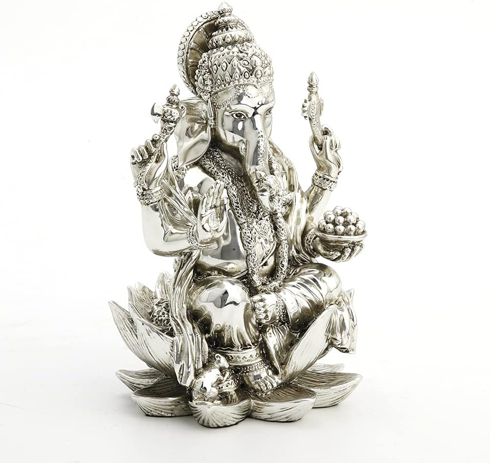 Veronese Design 3 1/8 Tall Ganesha Hindu God Good Fortune Statue Home Decor Resin Hand Made Electroplated Figurine