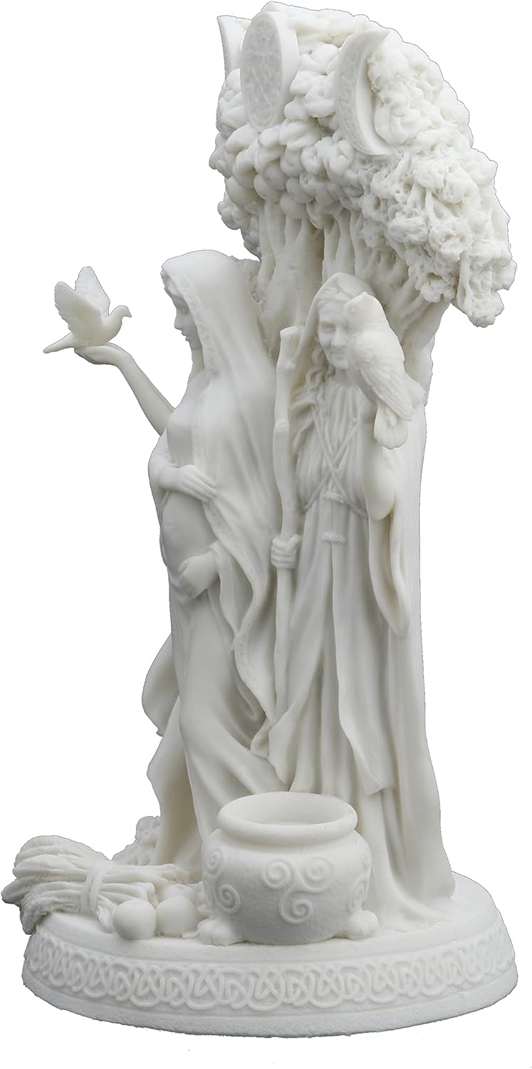 10.5" Tall Danu Irish Triple Goddess of The Tuatha De Danann Resin Statue White Finish Statue
