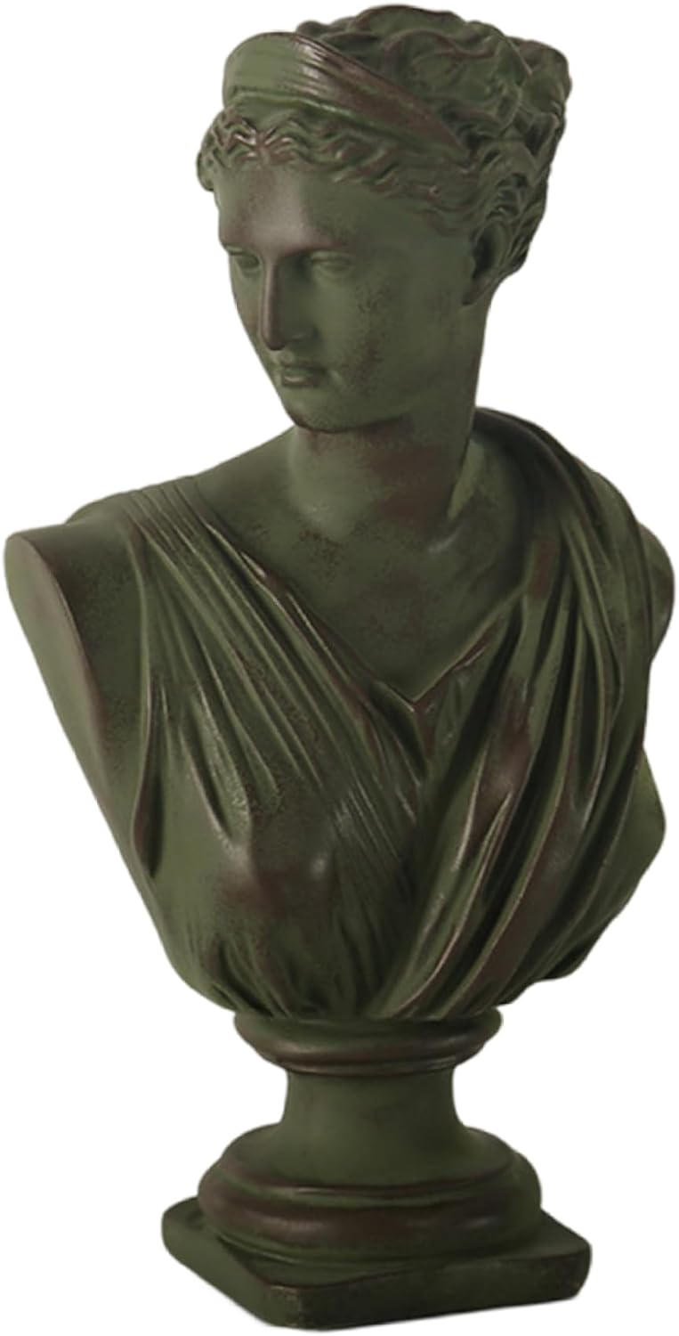 Roman Bust, 12.5 inch Greek Resin Statue Of Diana, Classic Roman Mythology Head Bust Sculpture Figurine For Home Office Bookshelf Decor, Sketch Practice Art Piece