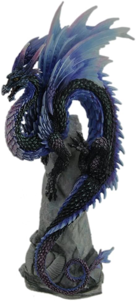 Andrew Bill Sapphire Sentinel Hand Painted Blue Dragon Statue