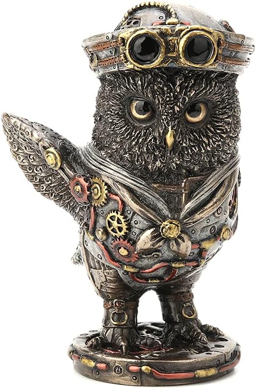 Veronese Design Bronze Finish Dixie Cup Steampunk Submarine Sailor Owl Statue