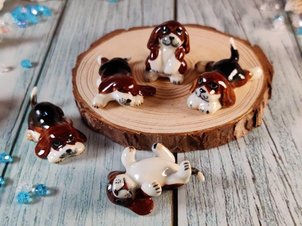 Mini Beagle Dog Ceramic Miniature Aussie Figurine Animal Collectible Decor Gift2