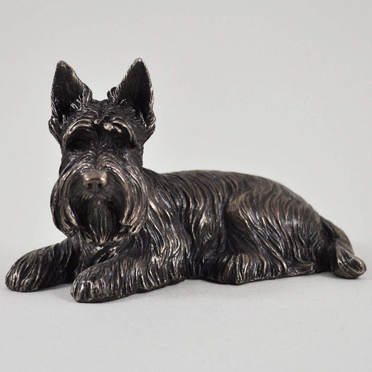 Fiesta Studios Bronze Small Scottish Terrier Dog Statue Scottie Sculpture Ornament Home Decor H8cm