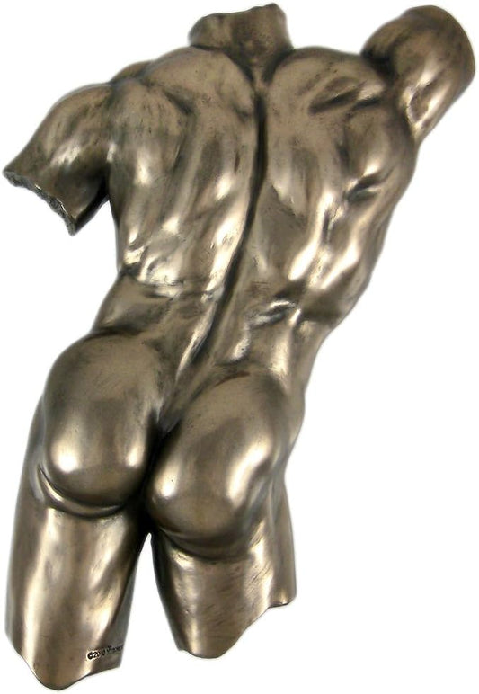 Veronese Design Bronze Finish Nude Male Back Torso Wall Hanging Plaque