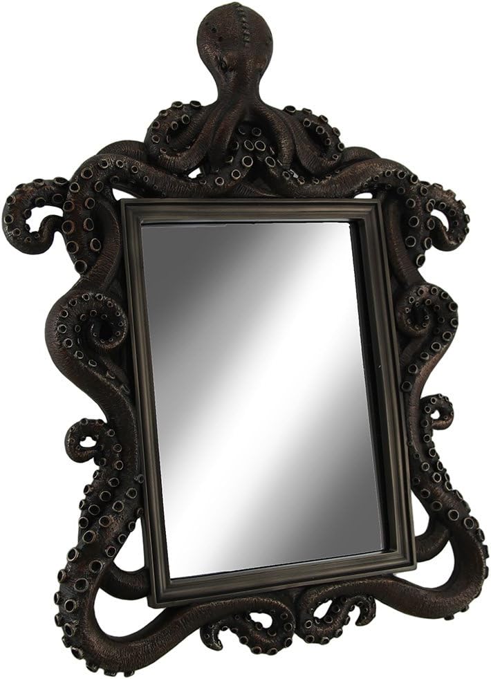 Coastal Reflections Decorative Octopus Framed Bronze Finish Table Mirror