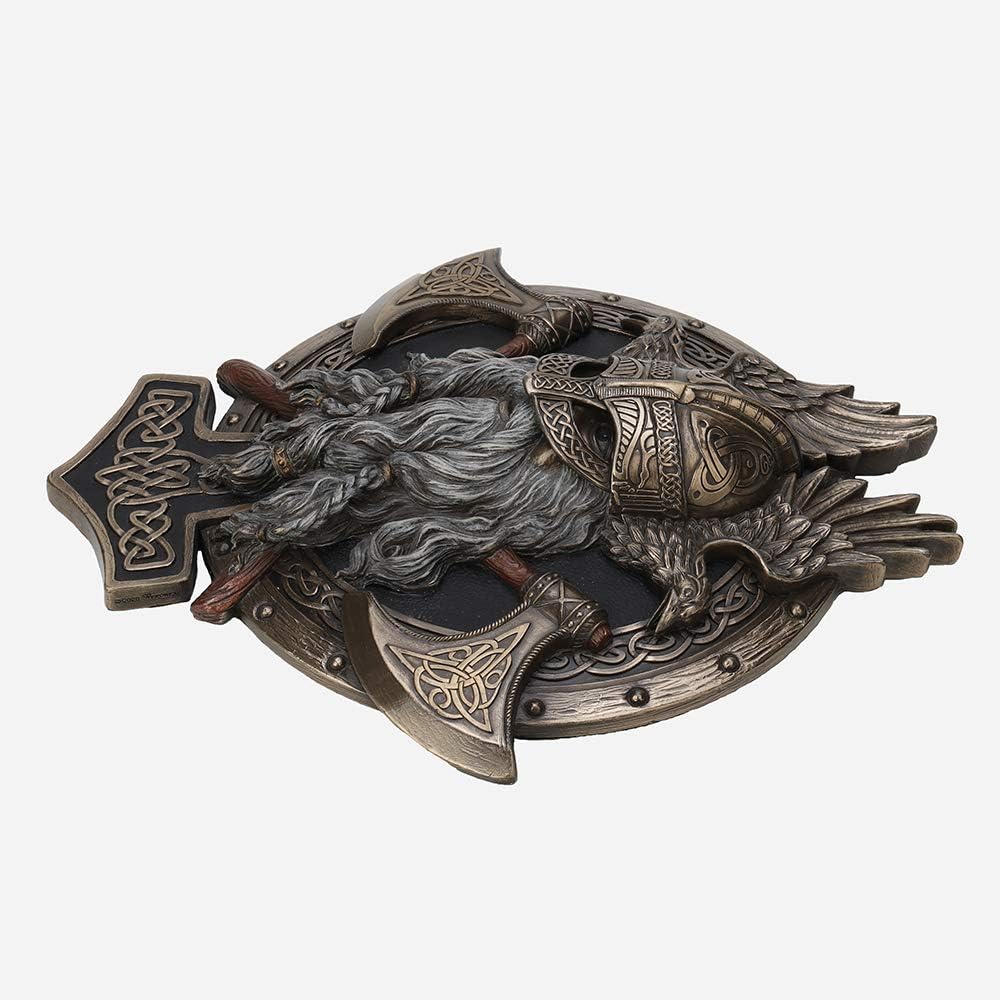 Veronese Design 10 5/8 Inches Viking Wall Plaque Valhalla Sculpture Cold Cast Resin Bronze Finish Nordic Home Decor