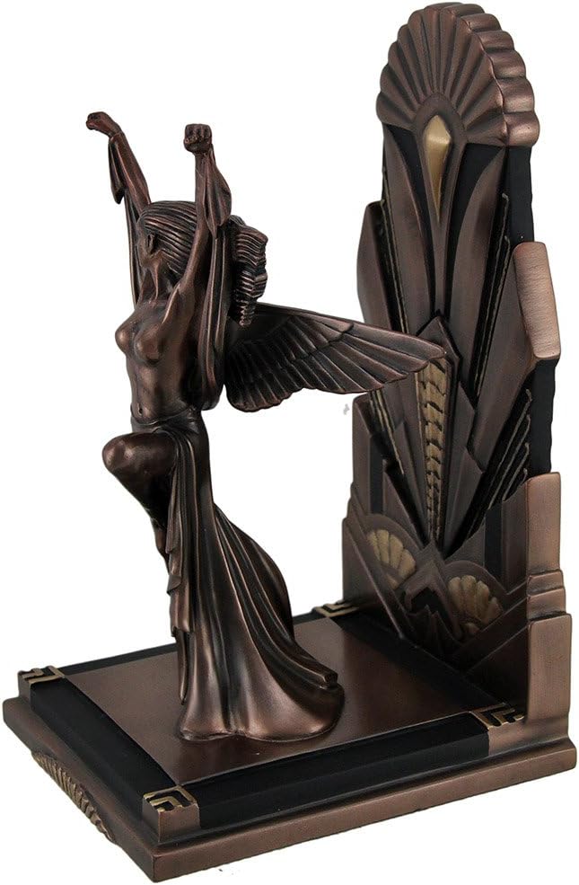 The Winged Woman Metallic Copper Finish Art Deco Single Bookend Statue