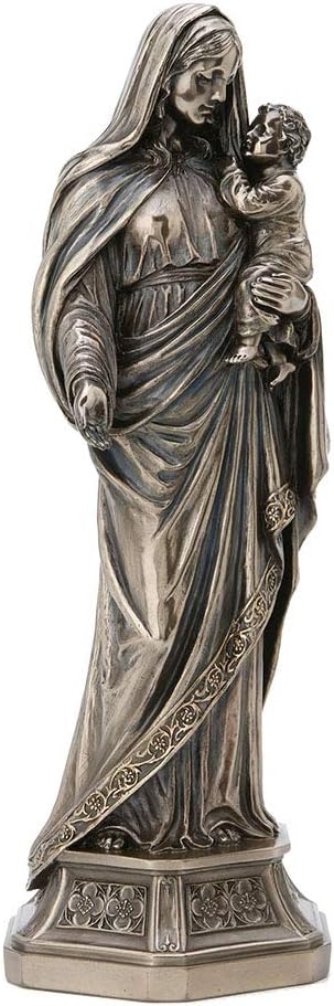 Veronese Design 11.5 Inch Holy Mother Mary Holding Infant Jesus Antique Bronze Finish Sculpture Religious Figurine
