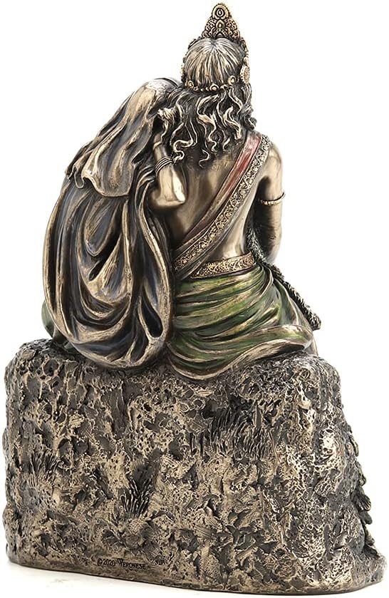 Veronese Design 6 3/4" Tall Radha Leaning On Krisna Cold Cast Bronzed Resin Sculpture Hindu God Figurine