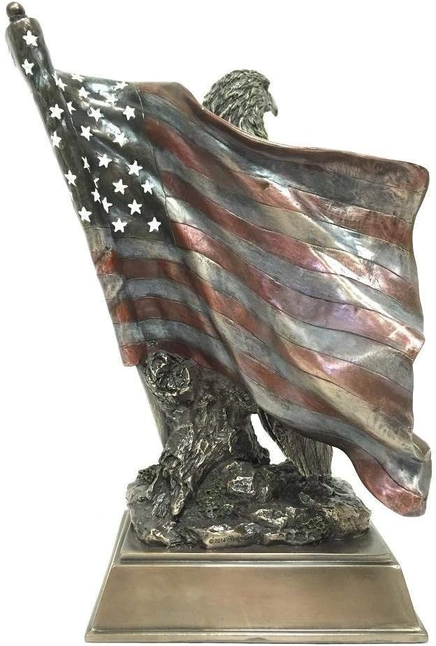 Veronese American Pride - Bald Eagle with Stars & Stripes Statue Sculpture