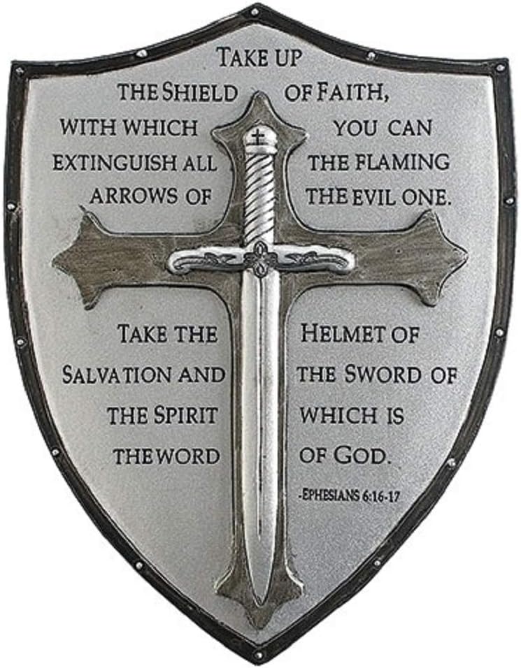 Roman Armor of God Shield Wall Plaque with Sword Emblem