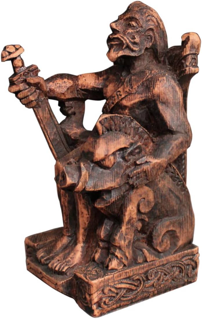 Dryad Design Freyr Statue Norse God of Fertility and The Sun - Viking Home Decor Figure (Wood Finish)