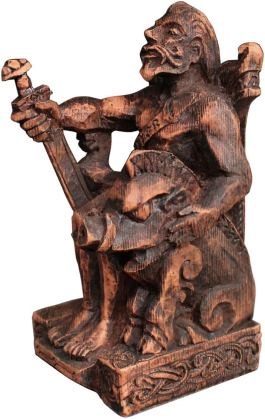 Dryad Design Freyr Statue Norse God of Fertility and The Sun - Viking Home Decor Figure (Wood Finish)