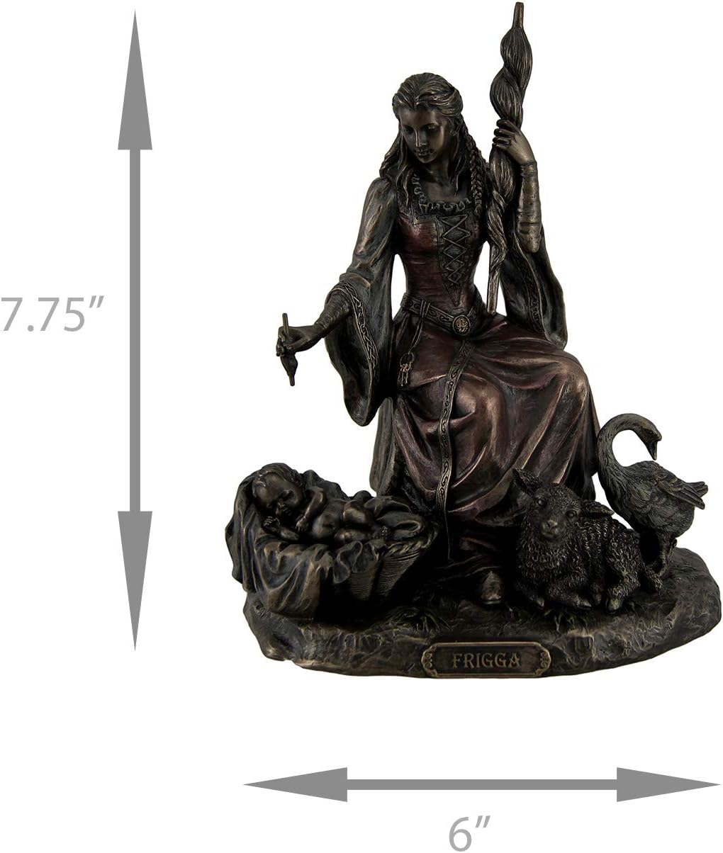 Veronese Design Frigga Norse Goddess of Destiny Love and Marriage w/Infant Animals & Spindle