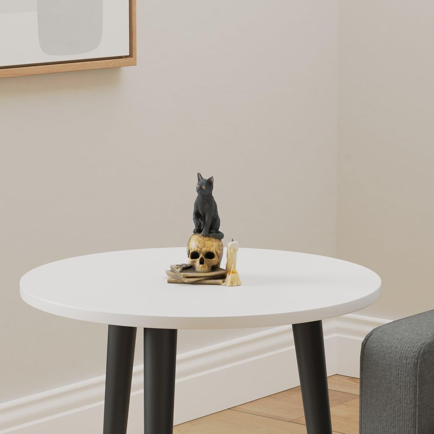 Veronese Design Lisa Parker Spirits of Salem Black Cat on Human Skull Statue 6.5 Inches High